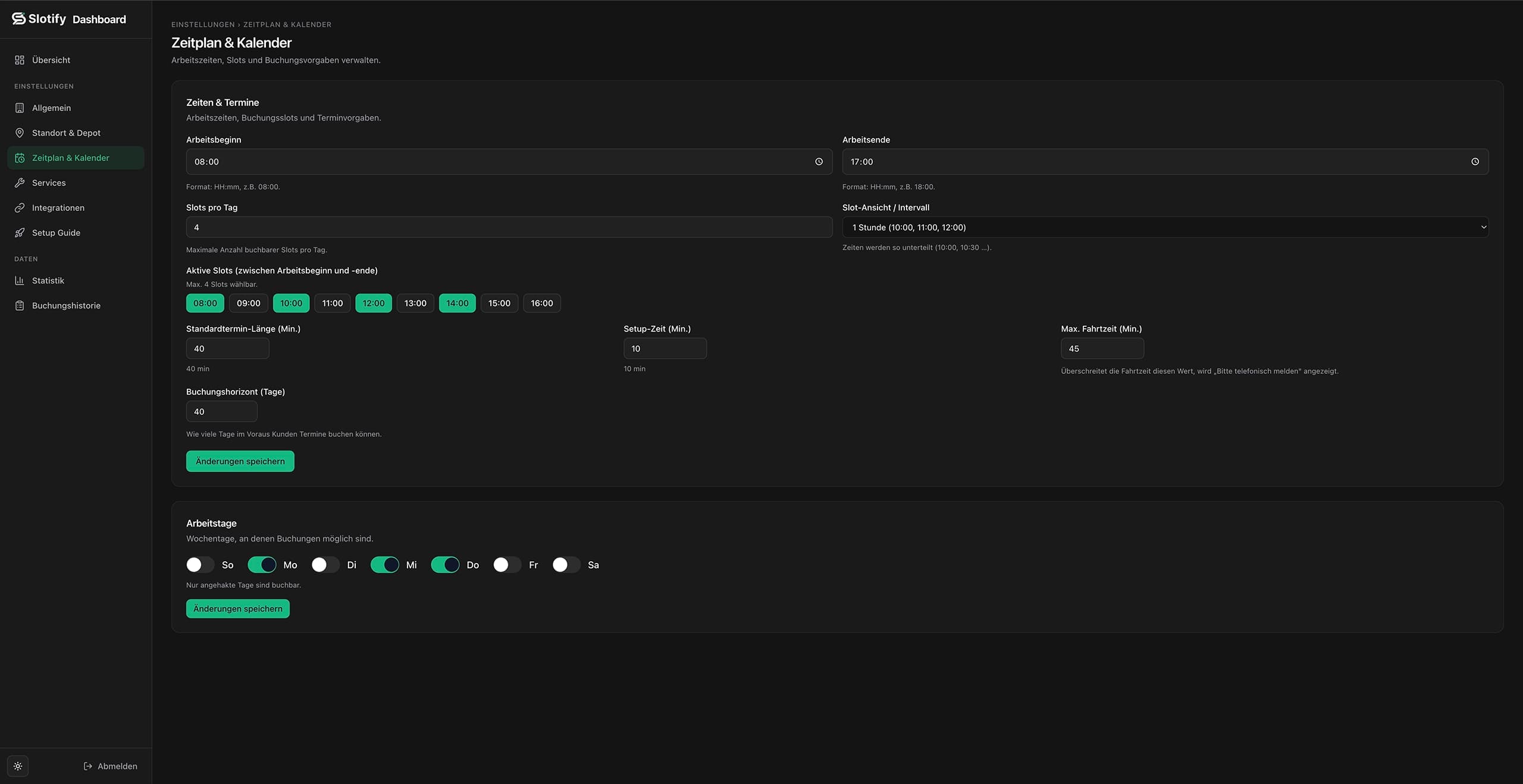 Slotify Dashboard Screenshot